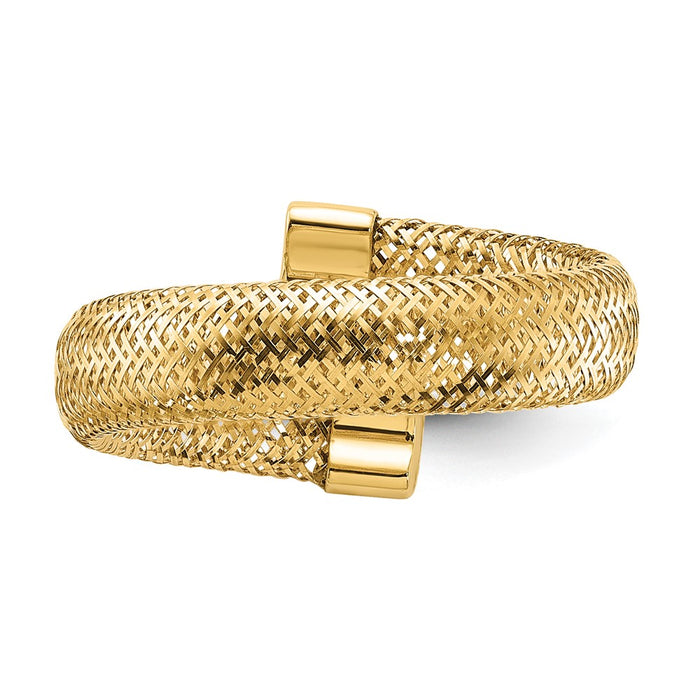 High-Quality 14K Gold Mesh Bypass Stretch Ring - Stylish & Affordable Design-4