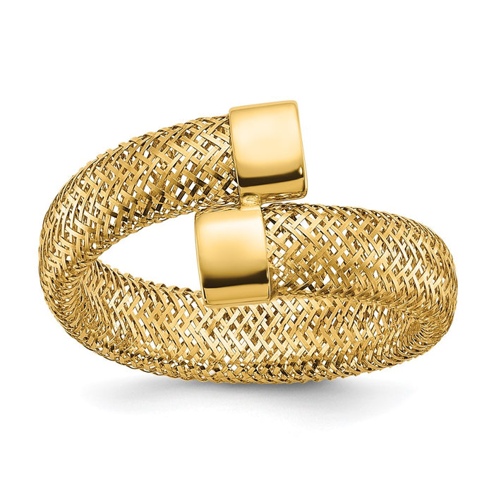 High-Quality 14K Gold Mesh Bypass Stretch Ring - Stylish & Affordable Design-6