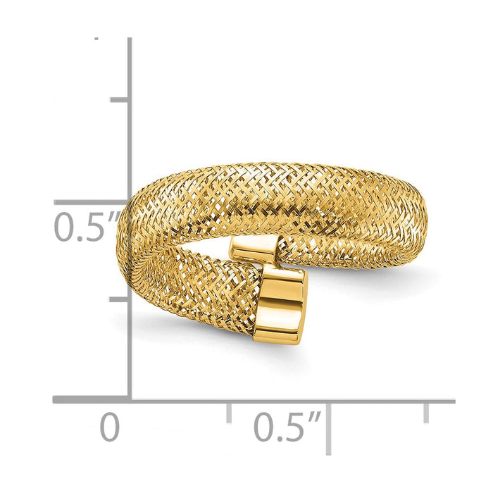 High-Quality 14K Gold Mesh Bypass Stretch Ring - Stylish & Affordable Design-5