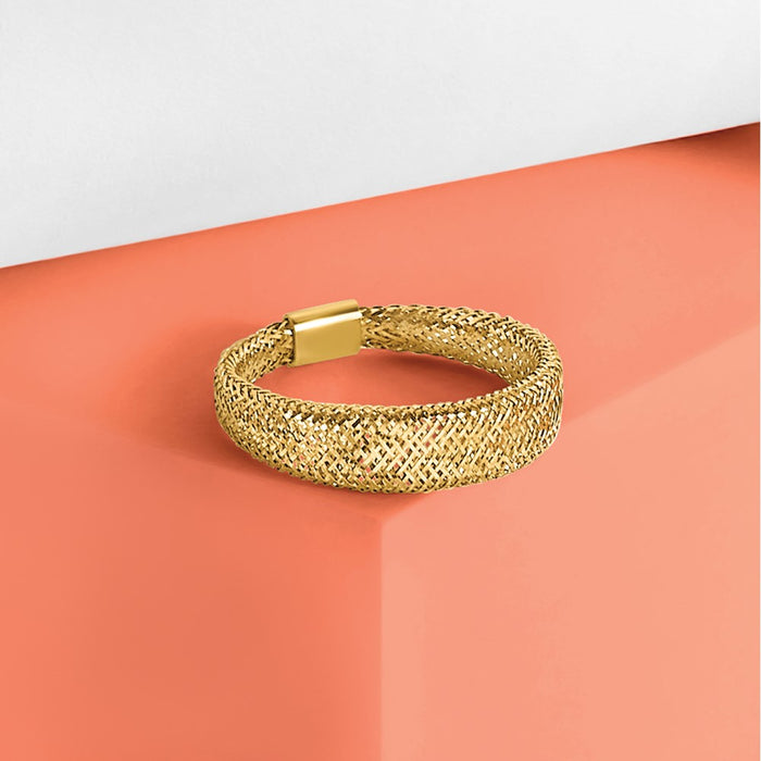 Buy Exclusive 14K Gold Mesh Tapered Stretch Band Ring - Stylish & Affordable!-5