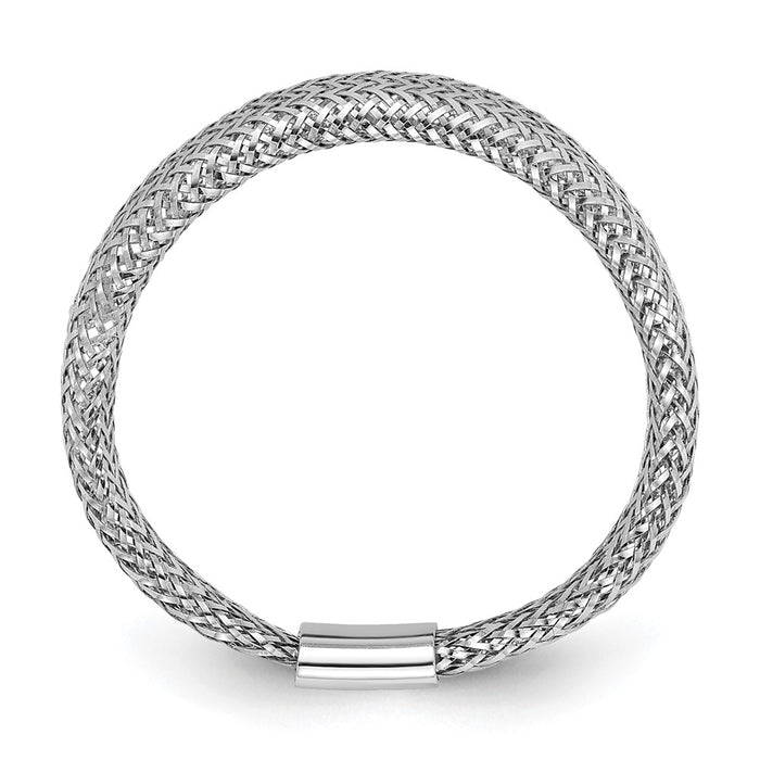Exclusive 14K Gold & Rhodium Mesh Tapered Stretch Ring - Stylish & Affordable!-2