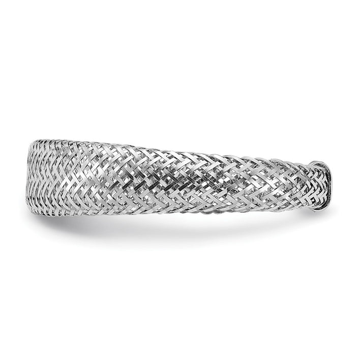 Exclusive 14K Gold & Rhodium Mesh Tapered Stretch Ring - Stylish & Affordable!-3