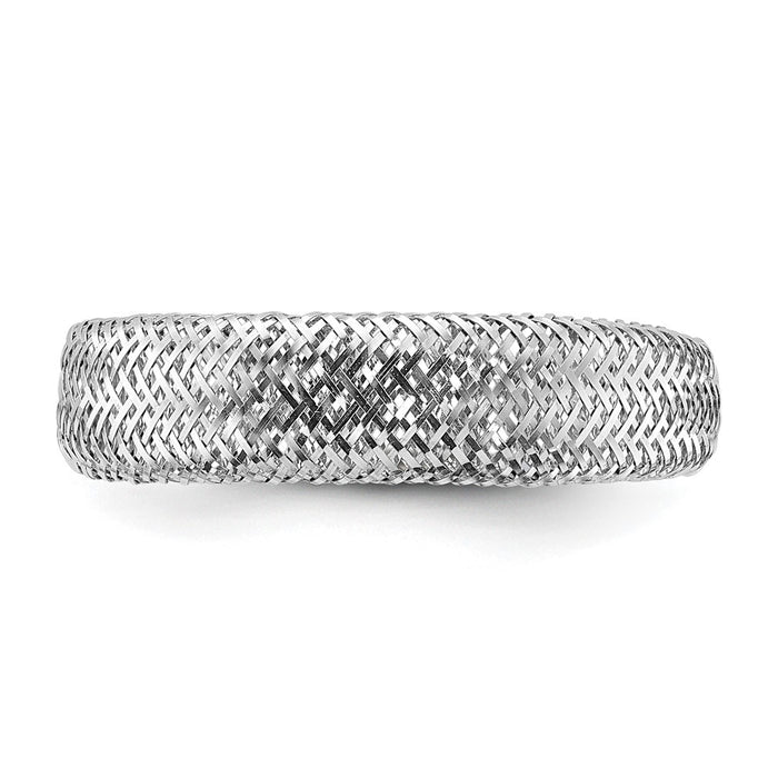 Exclusive 14K Gold & Rhodium Mesh Tapered Stretch Ring - Stylish & Affordable!-4
