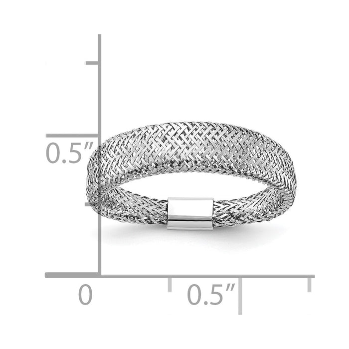 Exclusive 14K Gold & Rhodium Mesh Tapered Stretch Ring - Stylish & Affordable!-5