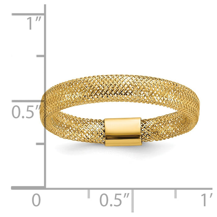 Buy Stylish 14K Gold Polished Mesh Stretch Band Ring - Affordable Luxury!-5