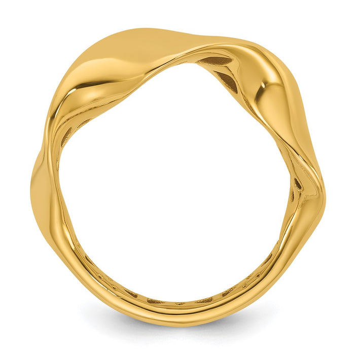 Buy Stylish 14K Smooth Wavy Band Ring - 7mm Wide, Elegant Luxury Accessory-2