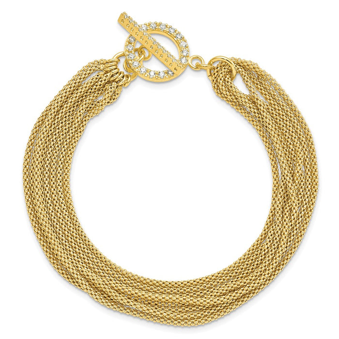 Buy Exclusive Gold-tone Multi-Strand CZ Toggle Bracelet in Sterling Silver - Stylish Value!-3