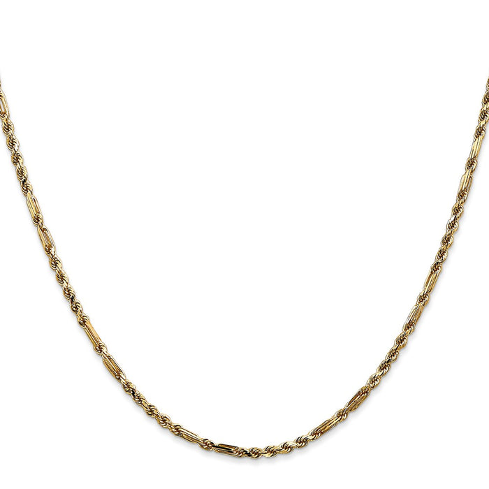 Buy 14K Gold 16-Inch 2.25mm Diamond-Cut Milano Rope Chain - Stylish Luxury-2