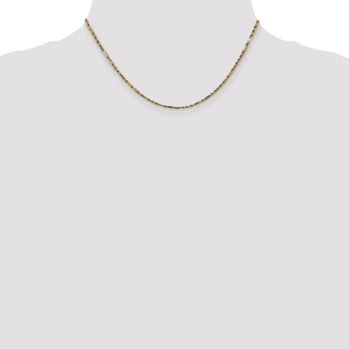 Buy 14K Gold 16-Inch 2.25mm Diamond-Cut Milano Rope Chain - Stylish Luxury-4