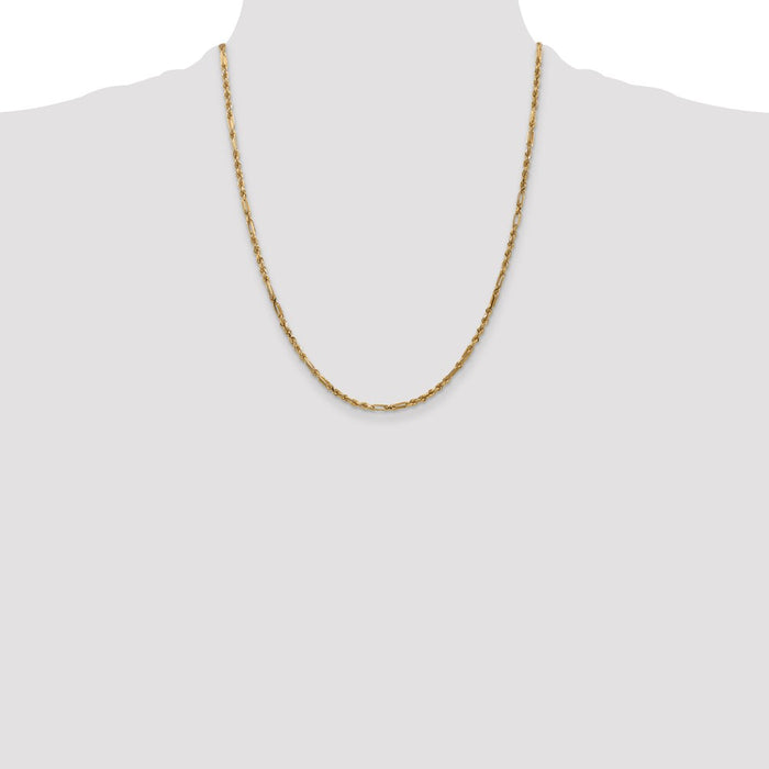 Shop 14K Gold 22-Inch 2.5mm Diamond-Cut Milano Rope Chain - Stylish Value!-4