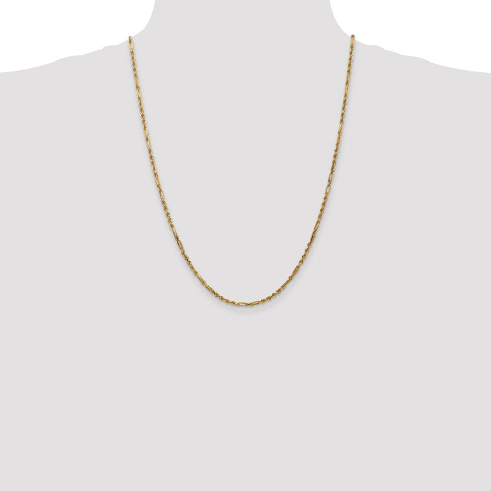 Buy Exclusive 14K Gold 24-Inch Diamond-Cut Milano Rope Chain, 2.5mm Stylish Design-4