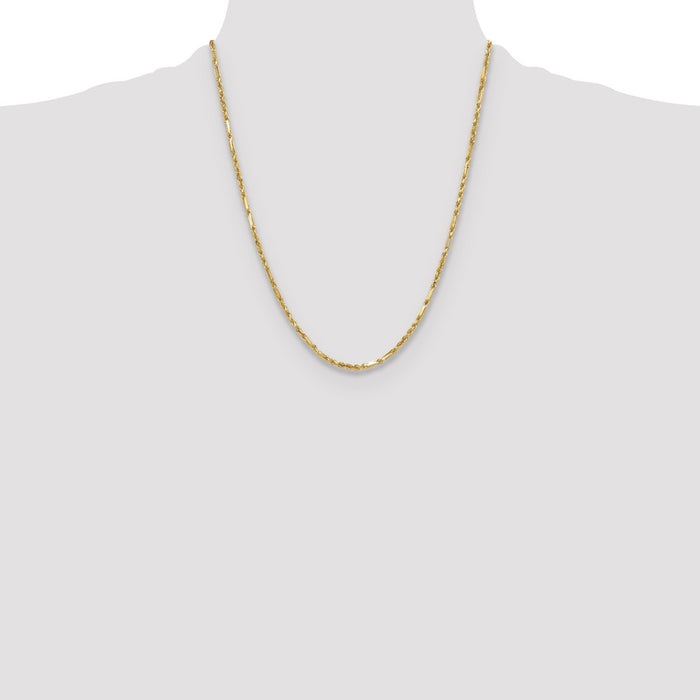 Buy 14K Gold 2.75mm Diamond Cut Milano Rope Chain - Stylish Luxury Jewelry!-4