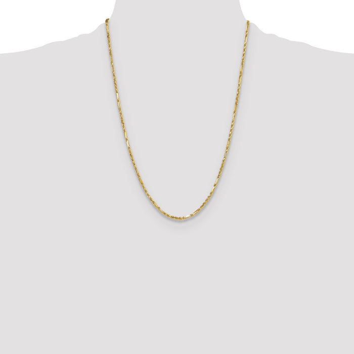 Buy Stylish 14K Gold 2.75mm Diamond Cut Milano Rope Chain - Luxury Value!-4