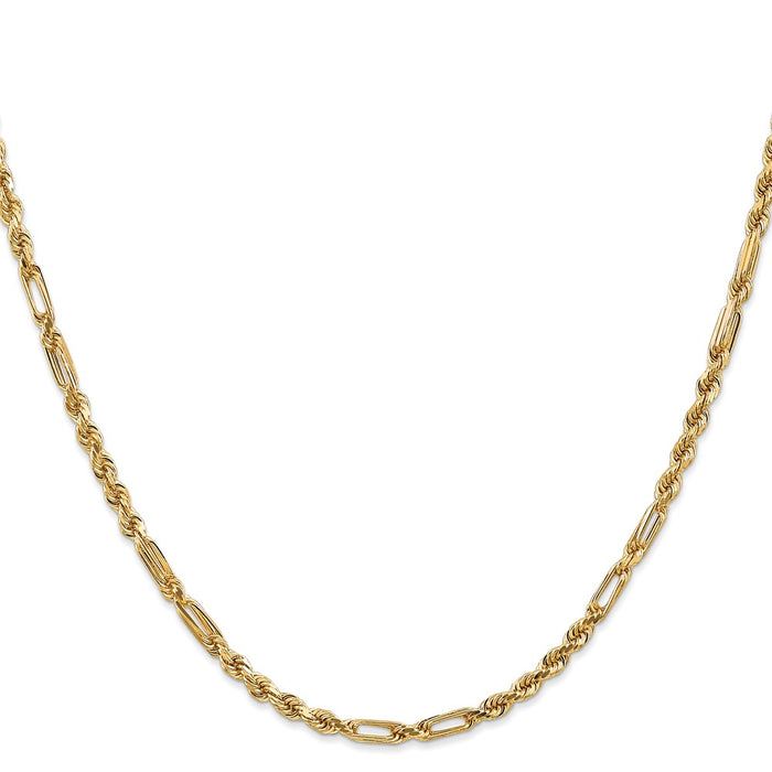 Buy Stylish 14K Gold 24-Inch 3mm Diamond-Cut Milano Rope Chain, Lobster Clasp-2