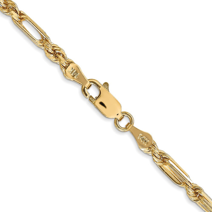 Buy Exclusive 14K Gold 20-Inch 3mm Diamond-Cut Milano Rope Chain - Stylish!-3