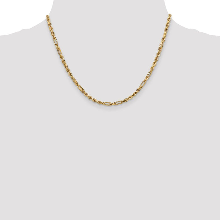 Shop 14K Gold 18-Inch Diamond-Cut Milano Rope Chain - Stylish 3mm Design-4