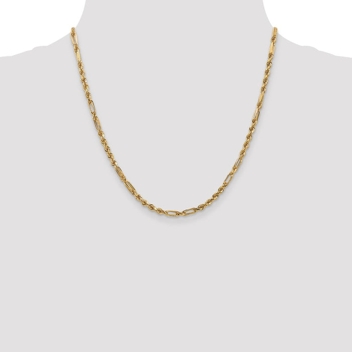 Buy Exclusive 14K Gold 20-Inch 3mm Diamond-Cut Milano Rope Chain - Stylish!-4