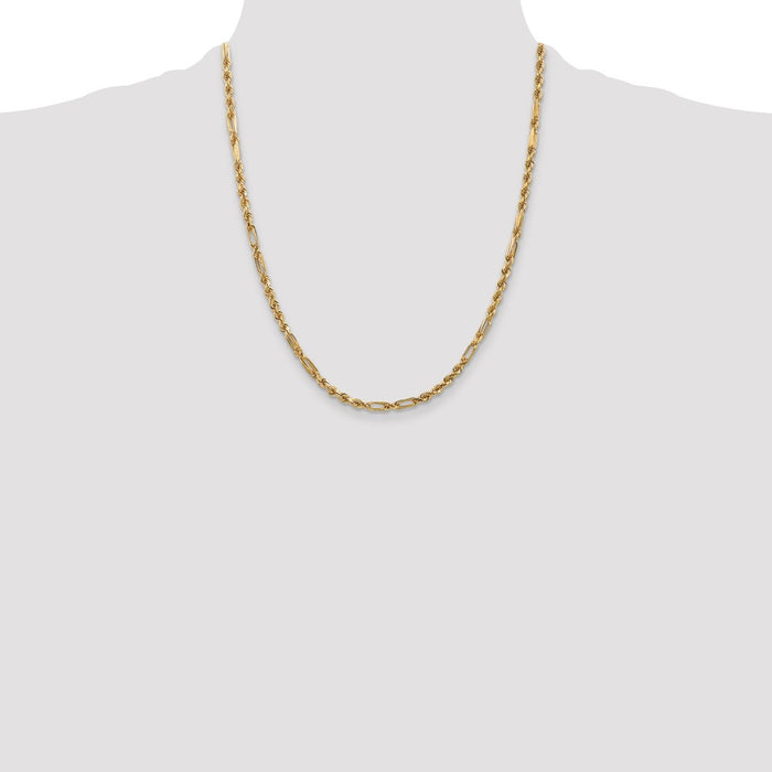Buy 14K Gold 22-Inch 3mm Diamond-Cut Milano Rope Chain | Stylish Luxury Jewelry-4