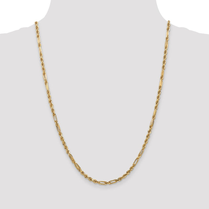 Buy Stylish 14K Gold 24-Inch 3mm Diamond-Cut Milano Rope Chain, Lobster Clasp-4