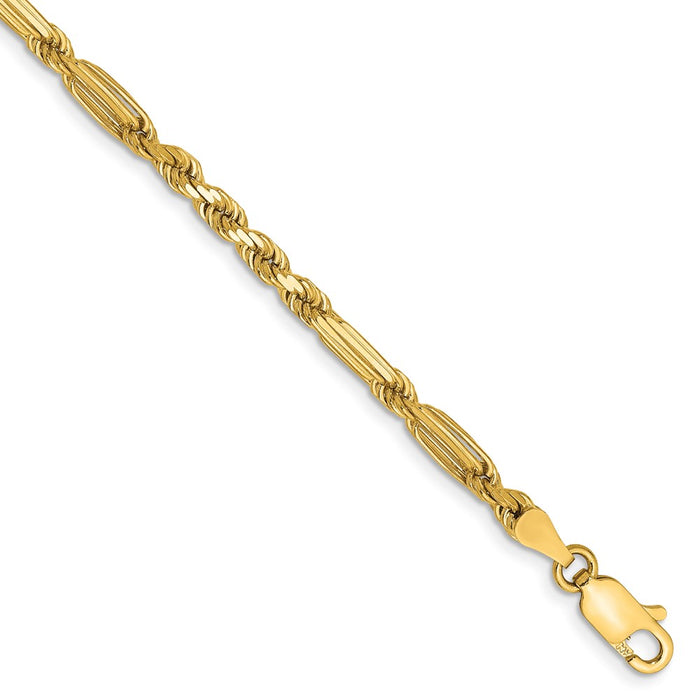High-Quality 14K Gold 7-Inch 3mm Diamond-Cut Milano Rope Chain - Stylish Value!-1