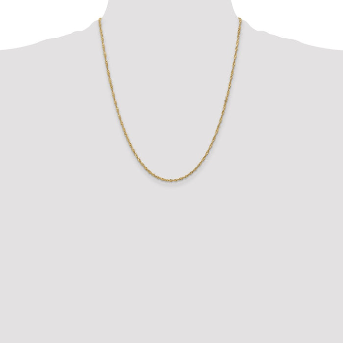 Buy Stylish 14K Gold 22-Inch 1.70mm Singapore Chain - Luxury Lobster Clasp-4