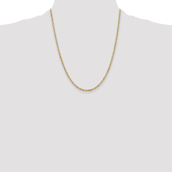 Exclusive 14K Gold 22-Inch 2mm Singapore Chain - Stylish Lobster Clasp-4