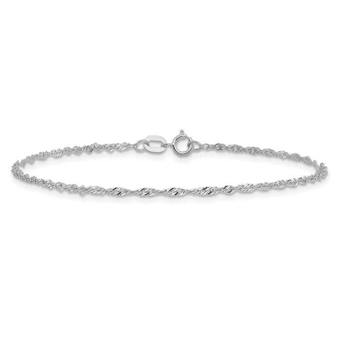 Buy Stylish 14K White Gold 10-Inch Singapore Chain Anklet - 1.4mm, Luxury Design-2