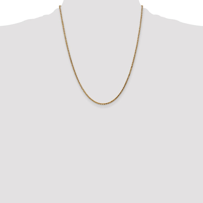 Shop 14K Gold 22-Inch Diamond-Cut Spiga Chain - Stylish 2.1mm Value!-4