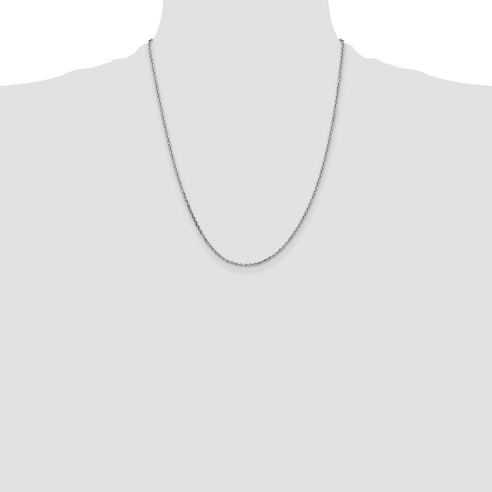 Buy 14K White Gold 22-Inch Diamond-Cut Cable Chain - Stylish & Affordable!-4