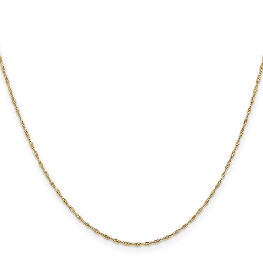 Exclusive 14K Gold 20-Inch Singapore Chain, 1mm, Stylish Spring Ring Clasp