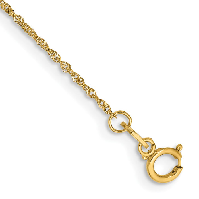 Buy 14K Gold 6-Inch Singapore Chain - Stylish 1mm Design with Clasp-1