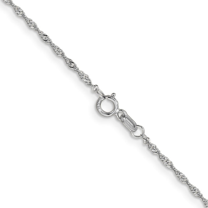 Buy 14K White Gold 18-Inch Singapore Chain - 1.10mm Stylish Clasp-3