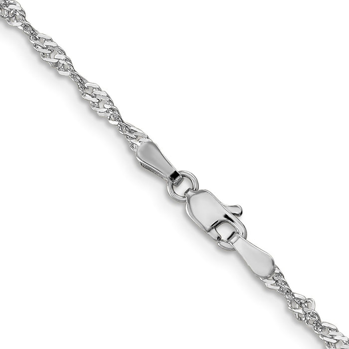 Buy Stylish 14K White Gold 18-Inch 2.0mm Singapore Chain - Luxury Lobster Clasp-3