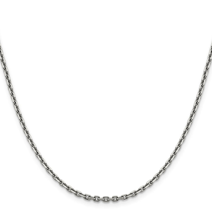 Shop 14K White Gold 24-Inch 2.5mm Diamond-Cut Cable Chain - Stylish Value!-2