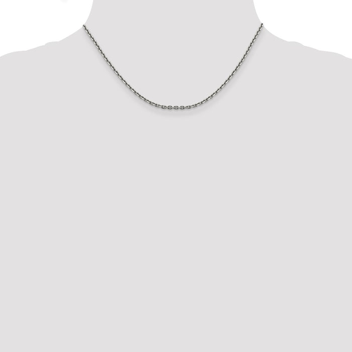 Buy Stylish 14K White Gold 16-Inch Diamond-Cut Cable Chain - 2.5mm!-4