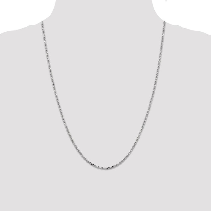 Exclusive 14K White Gold 24-Inch 2.2mm Diamond-Cut Cable Chain - Stylish Value!-4