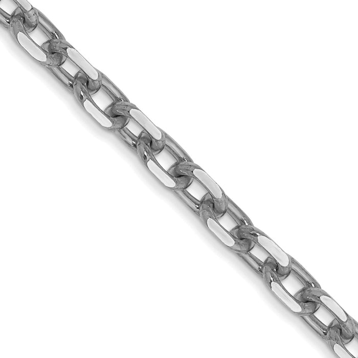 Exclusive 14K White Gold 20-Inch 3mm Diamond-Cut Cable Chain - Stylish Value!-1