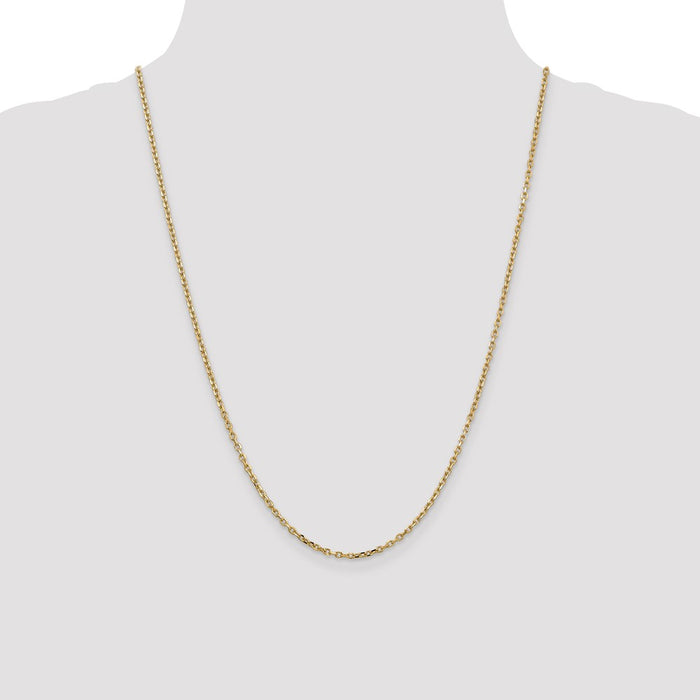 Buy 14K Gold 24-Inch Diamond-Cut Round Link Cable Chain - Stylish 2.2mm Design-4