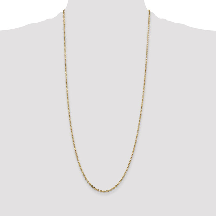 Shop 14K Gold 30-Inch Diamond-Cut Cable Chain - Stylish 2.2mm Links, Luxury!-4