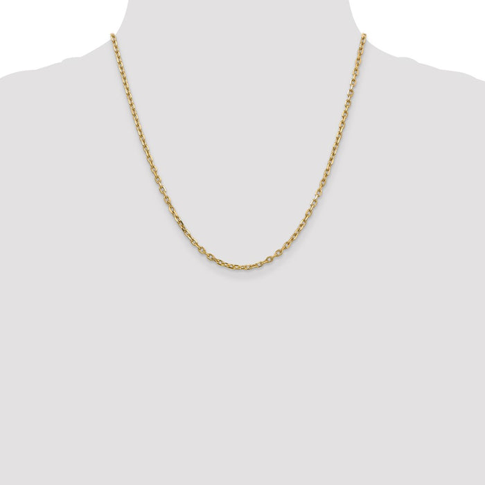 Buy 14K Gold 20-Inch 3mm Diamond-Cut Cable Chain - Stylish & Affordable!-4