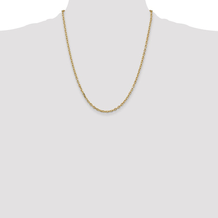 Shop 14K Gold 22-Inch 3mm Diamond-Cut Open Link Chain - Stylish Luxury Jewelry-4