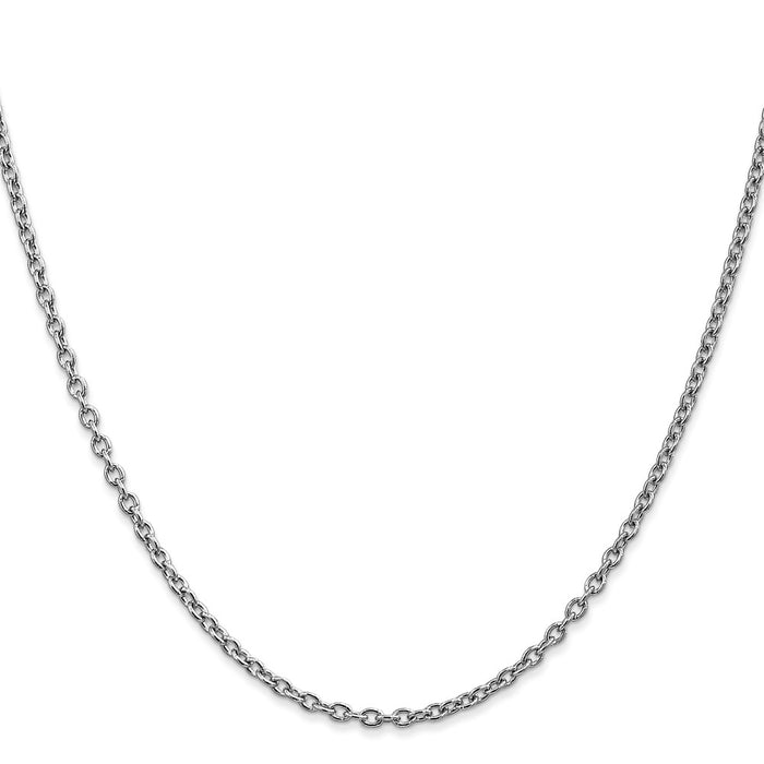 High-Quality 14K White Gold 16-Inch 2.4mm Cable Chain - Stylish & Affordable-2