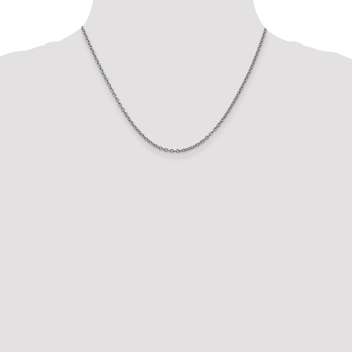 Shop 14K White Gold 18-Inch 2.4mm Round Open Link Chain - Stylish Luxury!-4