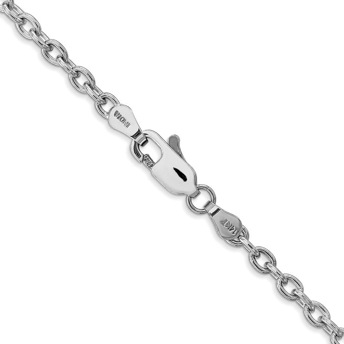 Buy Stylish 14K White Gold 18" 3.2mm Round Open Link Cable Chain-3