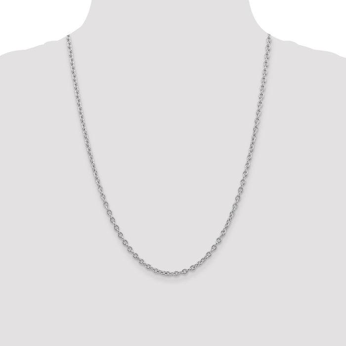 Buy 14K White Gold 24-Inch 3.2mm Stylish Cable Chain with Lobster Clasp-4