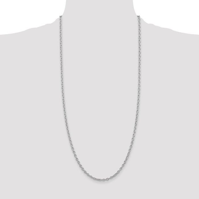 Shop 30-Inch 14K White Gold 3.2mm Cable Chain - Stylish & Affordable Luxury-4