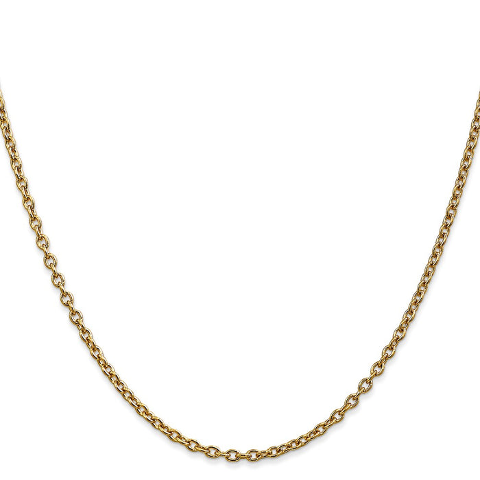 Buy Stylish 14K Gold 16-Inch Round Open Link Cable Chain - 2.4mm Luxury Design-2