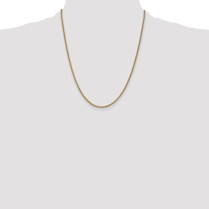 Shop 14K Gold 22-Inch 2.4mm Round Open Link Chain - Stylish & Affordable!-4