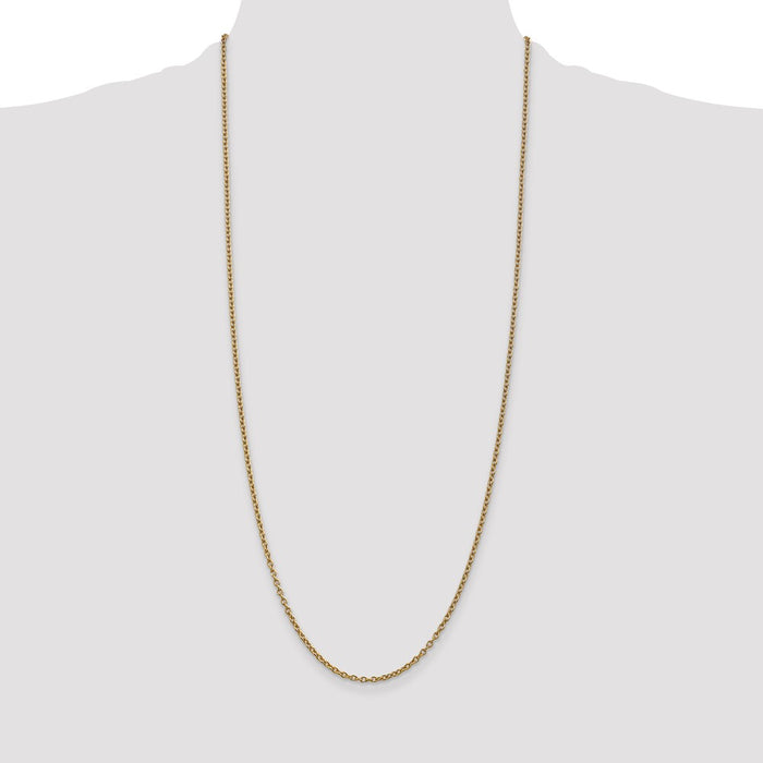 Buy 14K Gold 30-Inch 2.4mm Round Cable Chain - Stylish & Durable Design-4