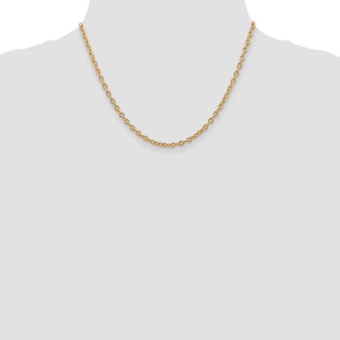 Buy 14K Gold 18-Inch 3.2mm Round Open Link Chain - Stylish & Durable-4